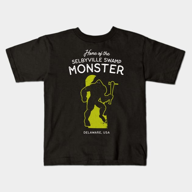 Home of the Selbyville Swamp Monster - Delaware, USA Cryptid Kids T-Shirt by Strangeology